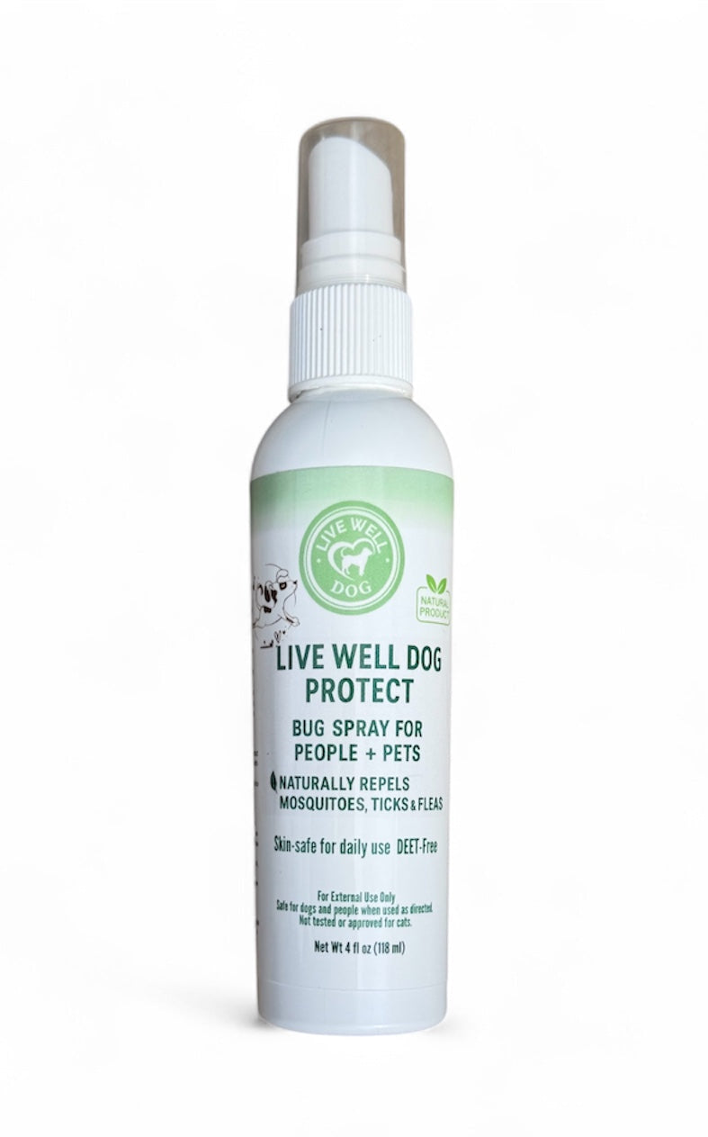 Live Well Dog™ Natural Bug Spray – Plant-Based Insect Deterrent for Dogs & People | DEET-Free, Non-Greasy, Essential Oil Blend for Outdoor Protection | 4oz Bottle