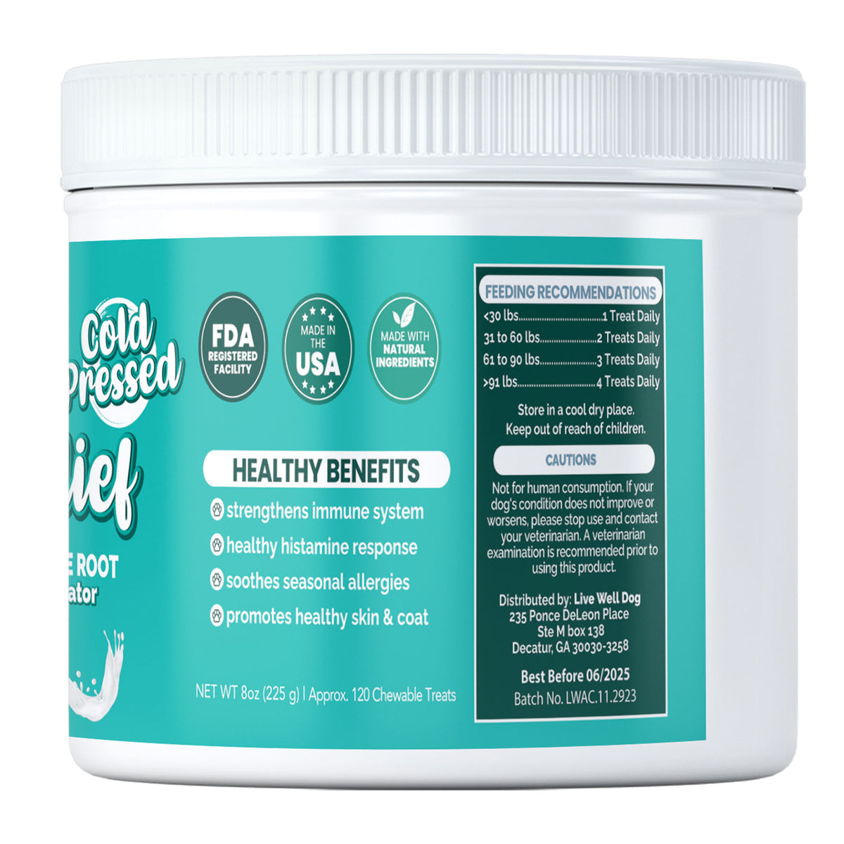 Live Well Dog Allergy Relief soft chews for dogs supporting seasonal allergies, healthy skin, immune function and normal histamine response