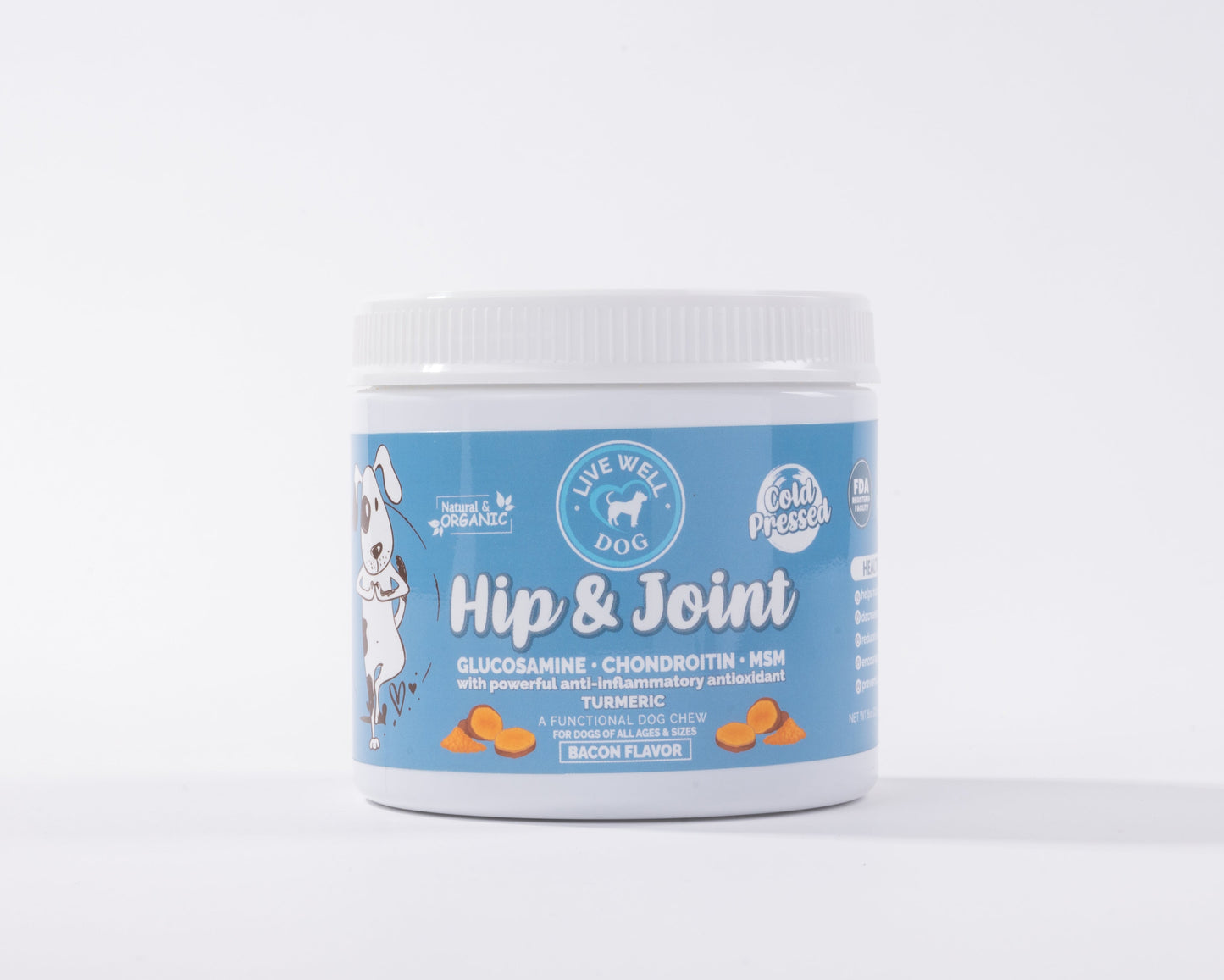 Live Well Dog Hip & Joint Cold pressed Chews with Turmeric 120 Count