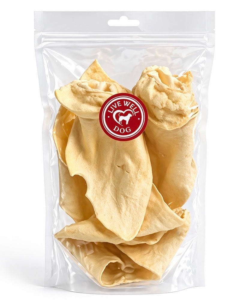 Single-Ingredient Natural Cow Ear Chews (Jumbo) – 4 Pack | 100% Beef