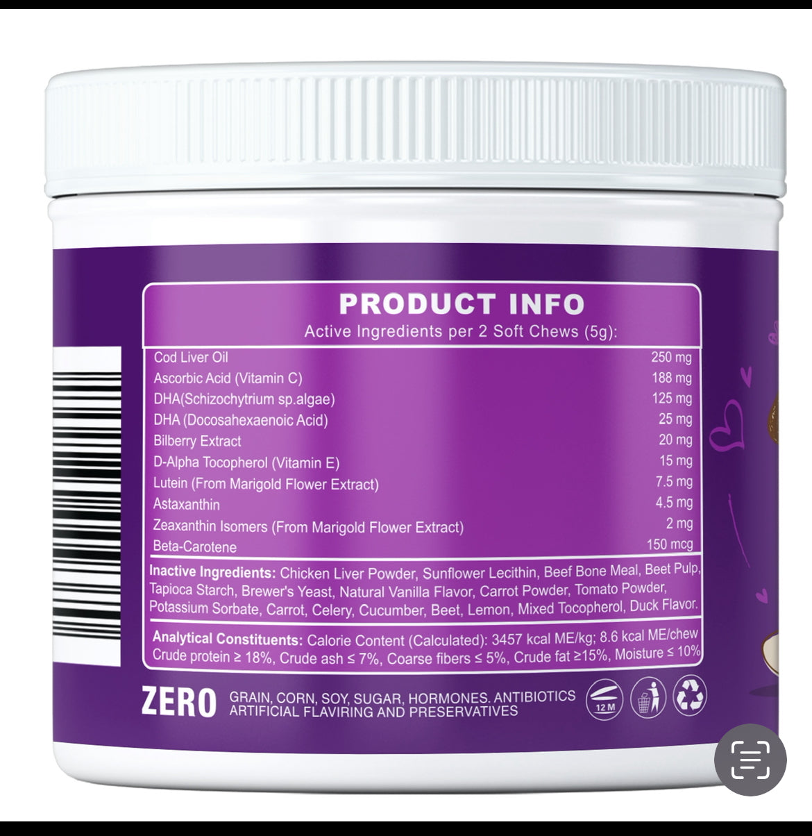 Live Well Dog Vision Support Soft Chews – Lutein & Antioxidants