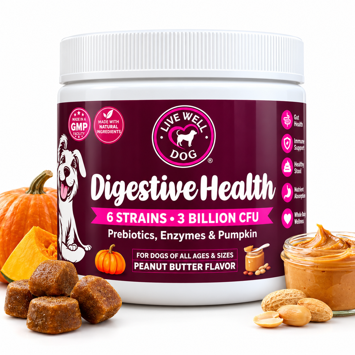 Live Well Dog® Probiotic Soft Chews with Pumpkin
