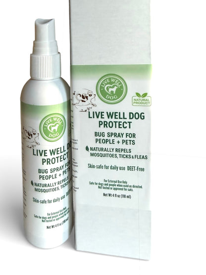 Live Well Dog™ Natural Bug Spray – Plant-Based Insect Deterrent for Dogs & People | DEET-Free, Non-Greasy, Essential Oil Blend for Outdoor Protection | 4oz Bottle