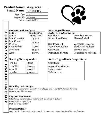 Live Well Dog Allergy Relief Soft Dog Chew  90 Count