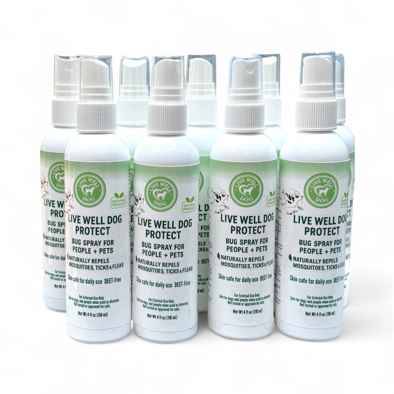 Live Well Dog™ Natural Bug Spray – Plant-Based Insect Deterrent for Dogs & People | DEET-Free, Non-Greasy, Essential Oil Blend for Outdoor Protection | 4oz Bottle