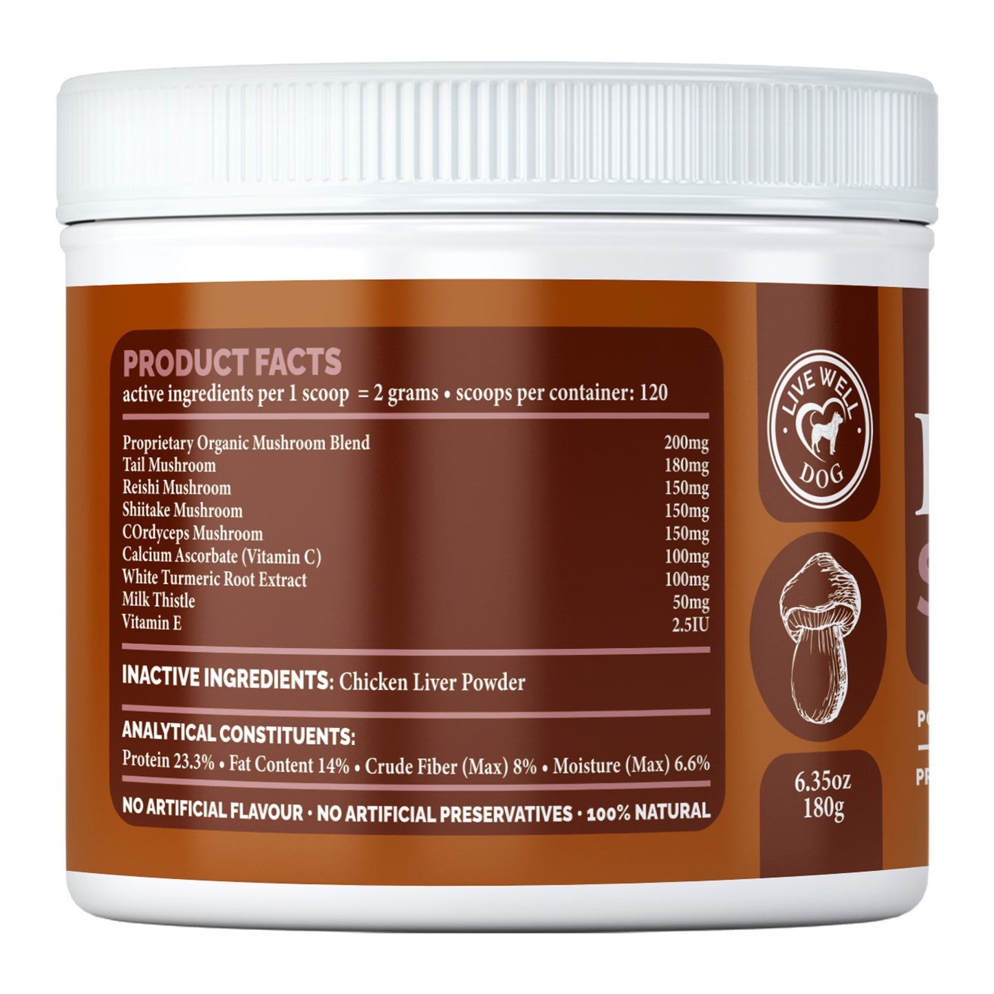 Live Well Dog™ Immune Support Powder (Mushrooms)  Functional Mushroom Immune Blend for Dogs