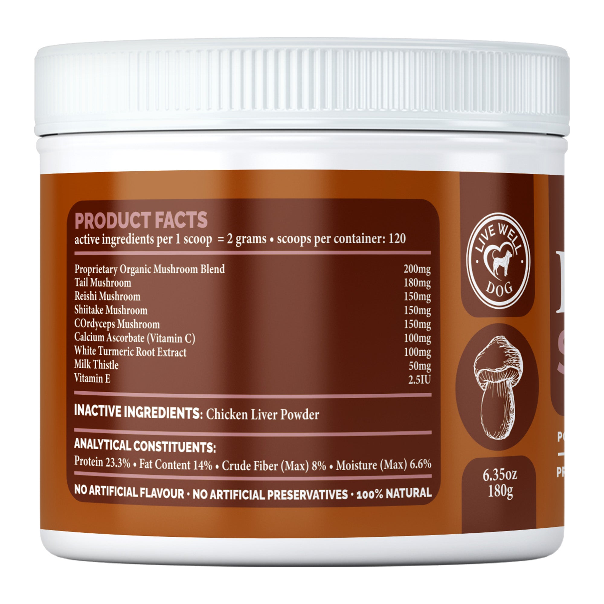 Live Well Dog™  Functional Mushroom Immune Blend for Dogs and Cats