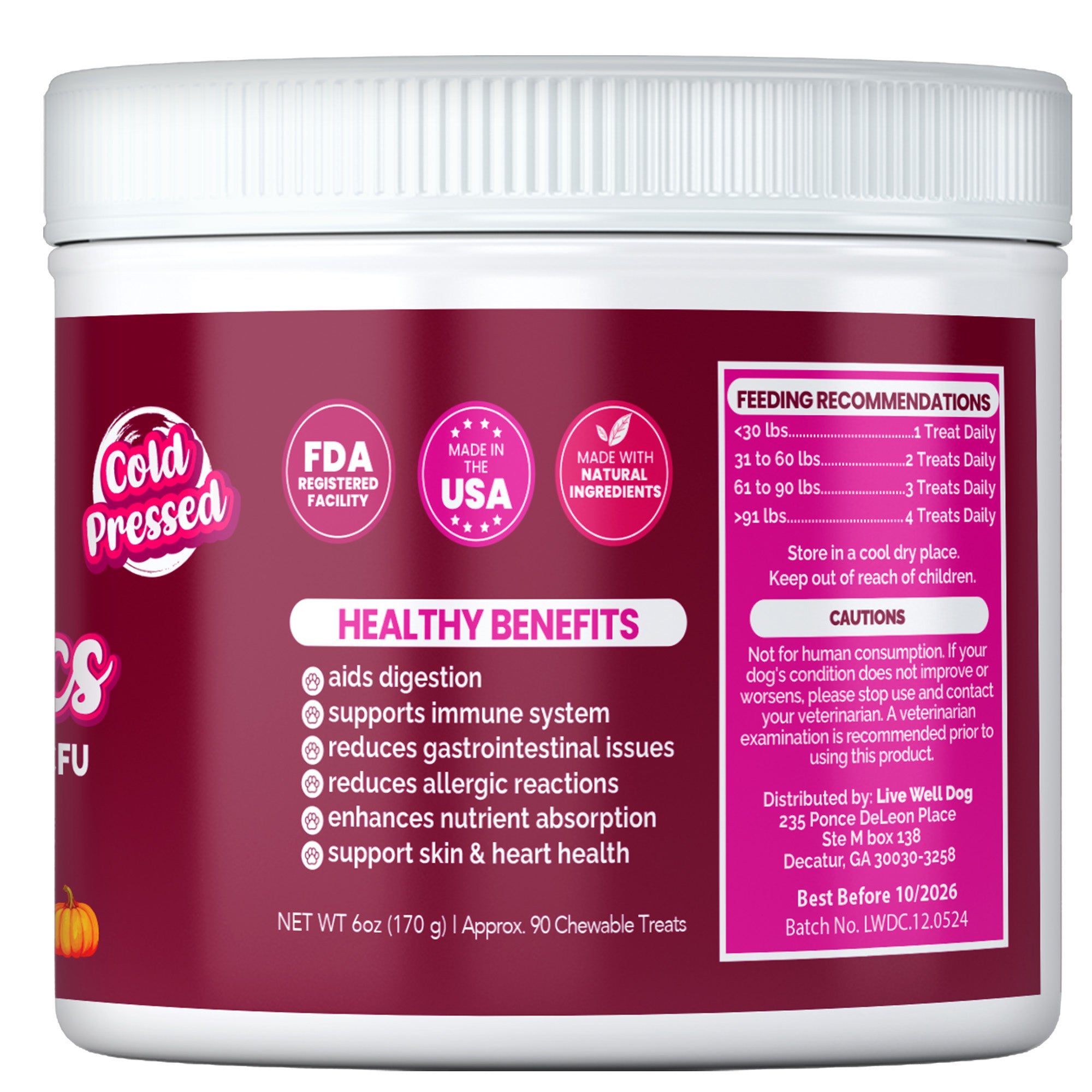 Live Well Dog® Probiotic Soft Chews with Pumpkin