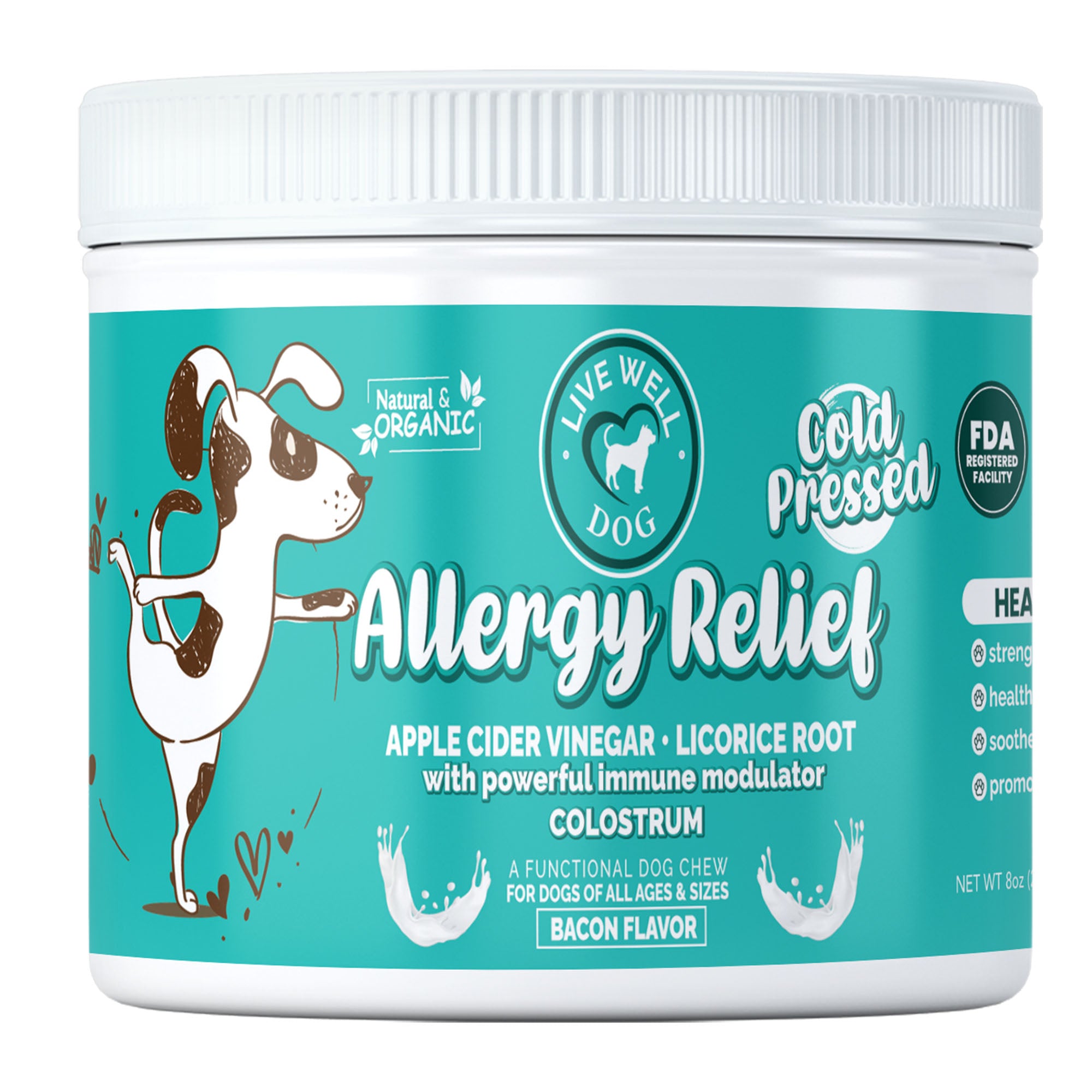 Live Well Dog Allergy Relief Cold Pressed Chew with Colostrum 120 count