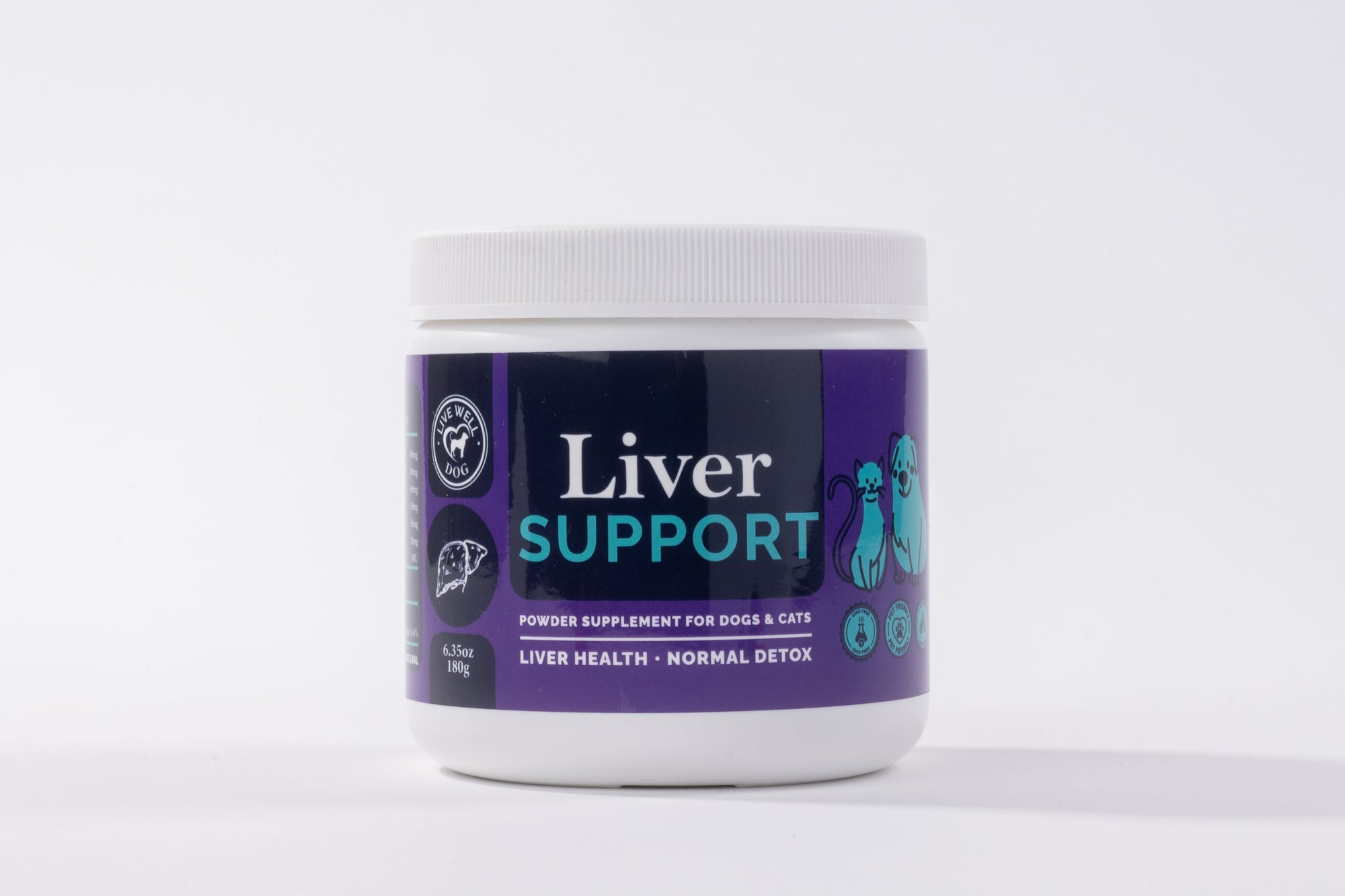 Live Well Dog Liver Support, Daily Detox for Dogs and Cats Veterinarian Formulated Powder Food Topper