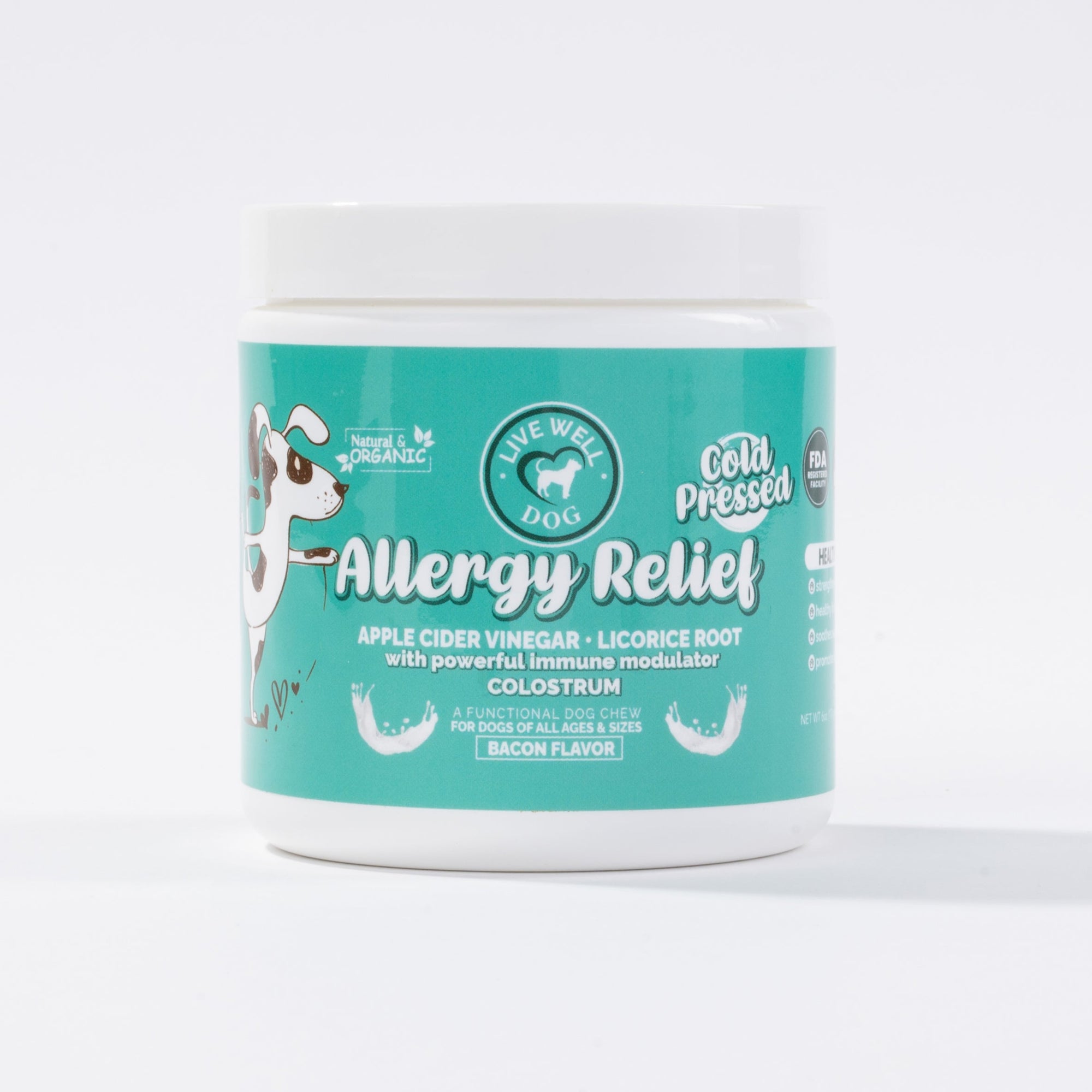Allergy Relief Soft Chews for Dogs - Anti Itch Supplement - Apple Cider Vinegar, Licorice Root, Valerian Root, and Colostrum - Soft Chews for Skin & Seasonal Allergies - 120 Count