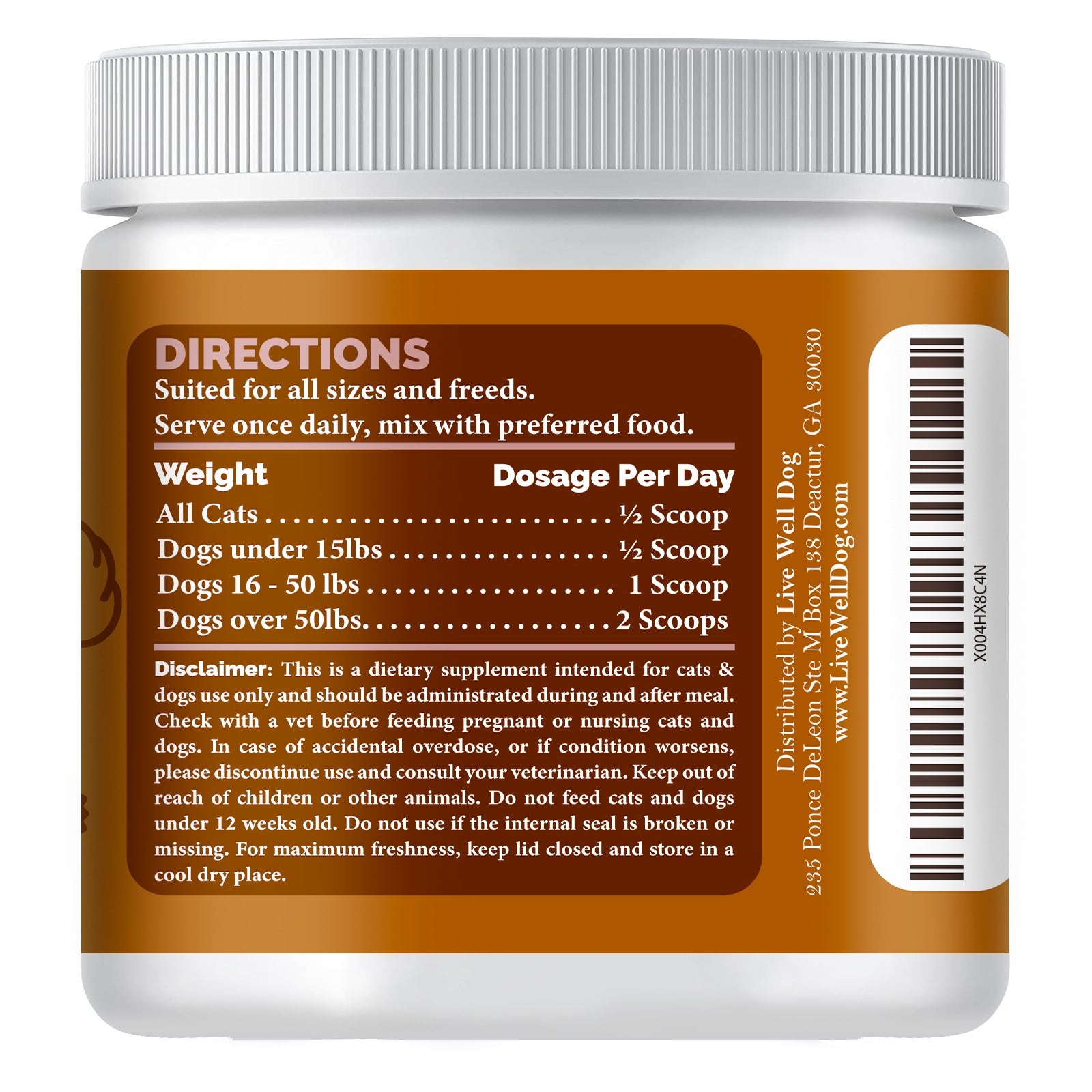 Live Well Dog™  Functional Mushroom Immune Blend for Dogs and Cats