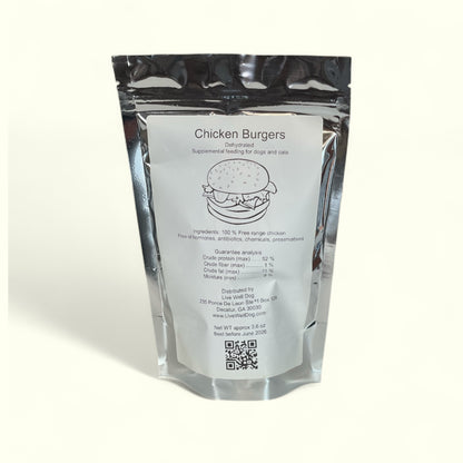 Chicken Burger Treats (3 per pack Dehydrated 100% Chicken )