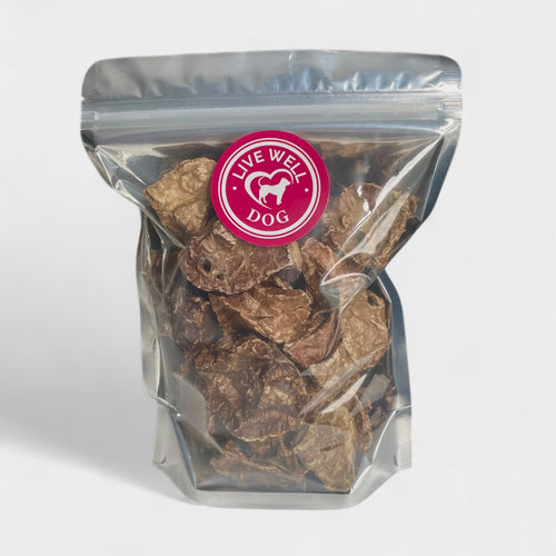 Live Well Dog 100% Beef Treats, 4 oz, High Protein Dog Snacks. Crunchy, Supports Dental Health