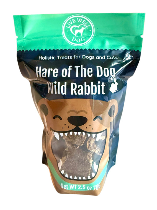 Live Well Dog Hare of the Dog Rabbit Bites – Single Ingredient Dog & Cat Treat, 6 oz