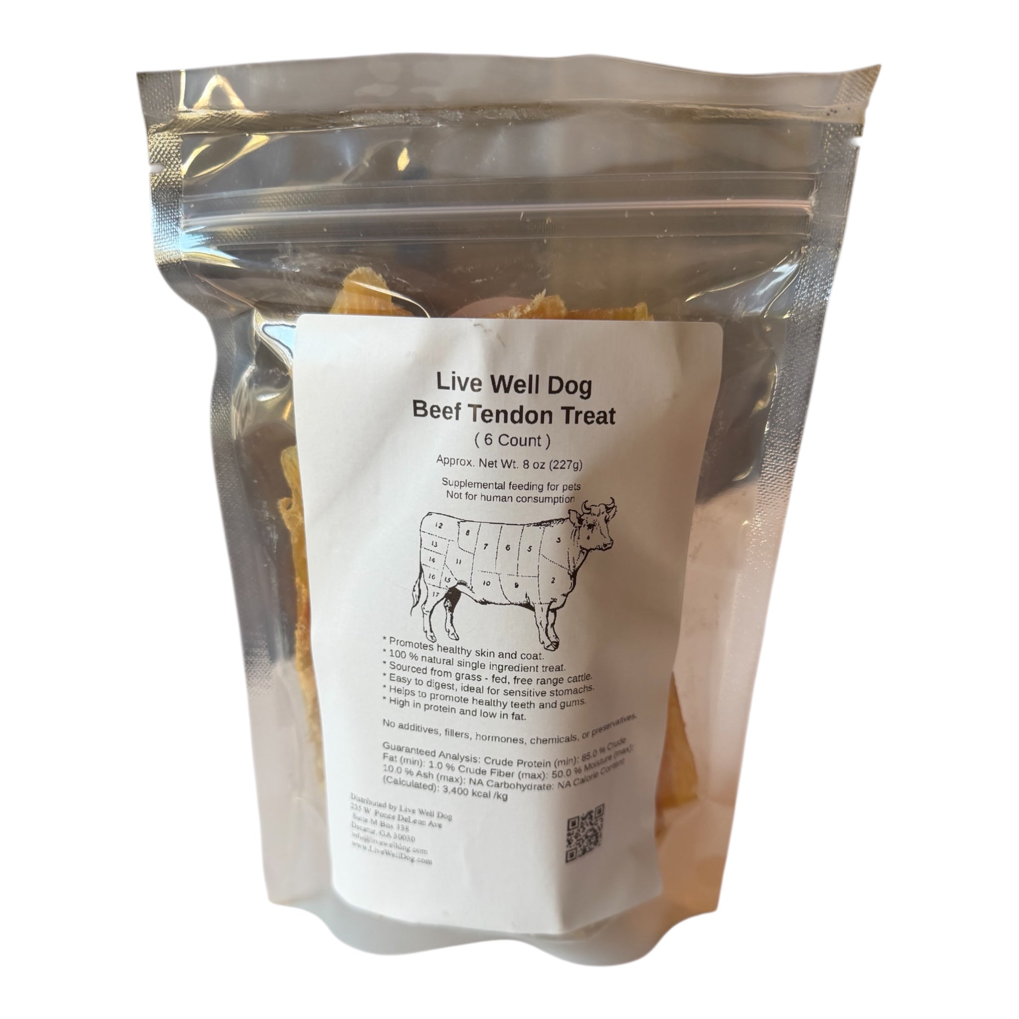 Live Well Dog Beef Tendon Flat Jerky