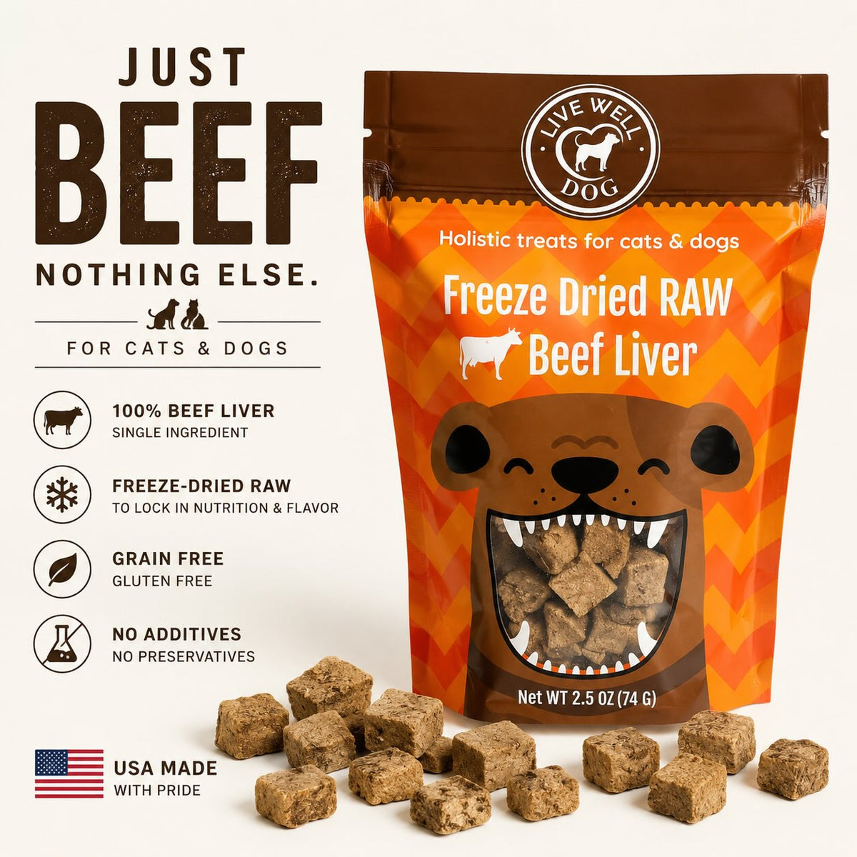 Freeze-Dried Beef Liver Pet Treats (2.5 oz)